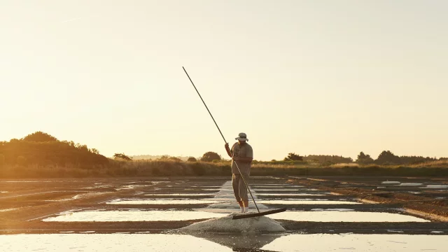 Guérande - paludier dans les marais salants