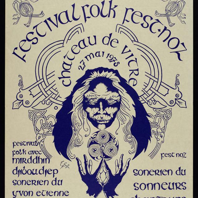 Festival Folk, Château de Vitré - Affiche, Imprimerie Fertard, 1978